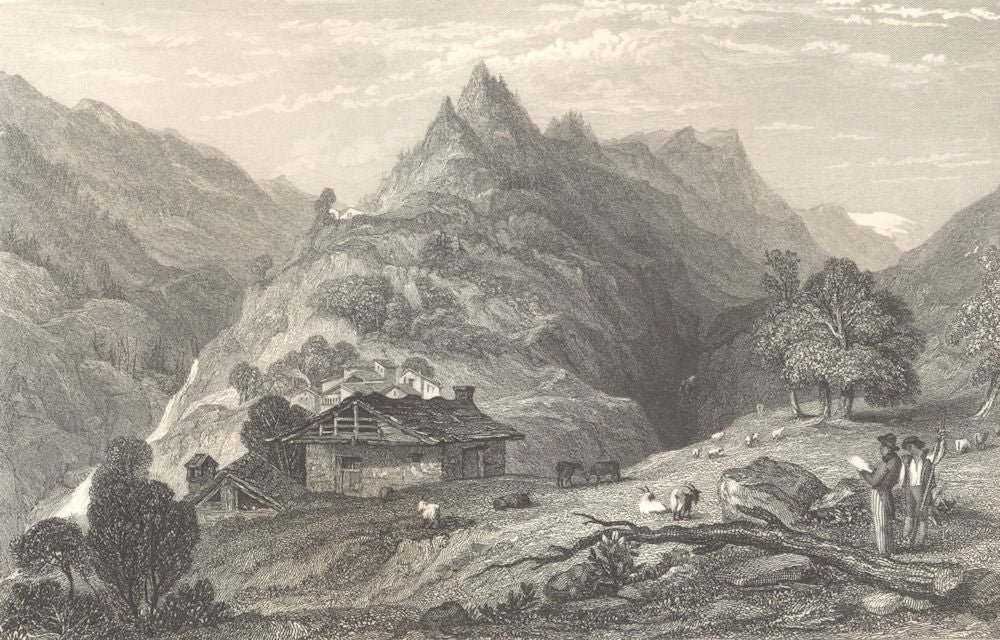 PIEDMONT/PIEMONTE. The Balsiglia. Cattle & goats 1838 old antique print